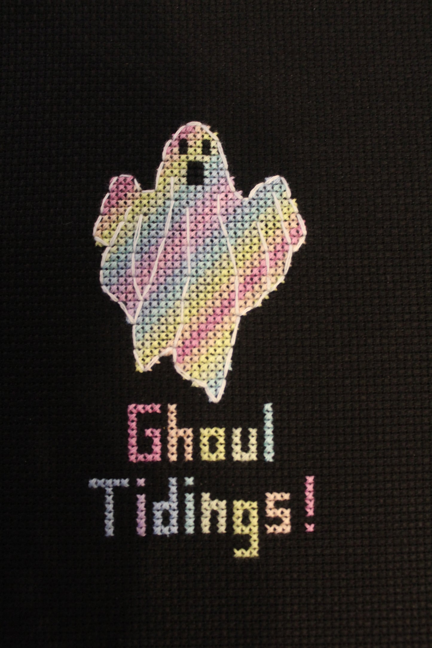 Ghoul Tidings! Pastel goth ghost cross stitch pattern