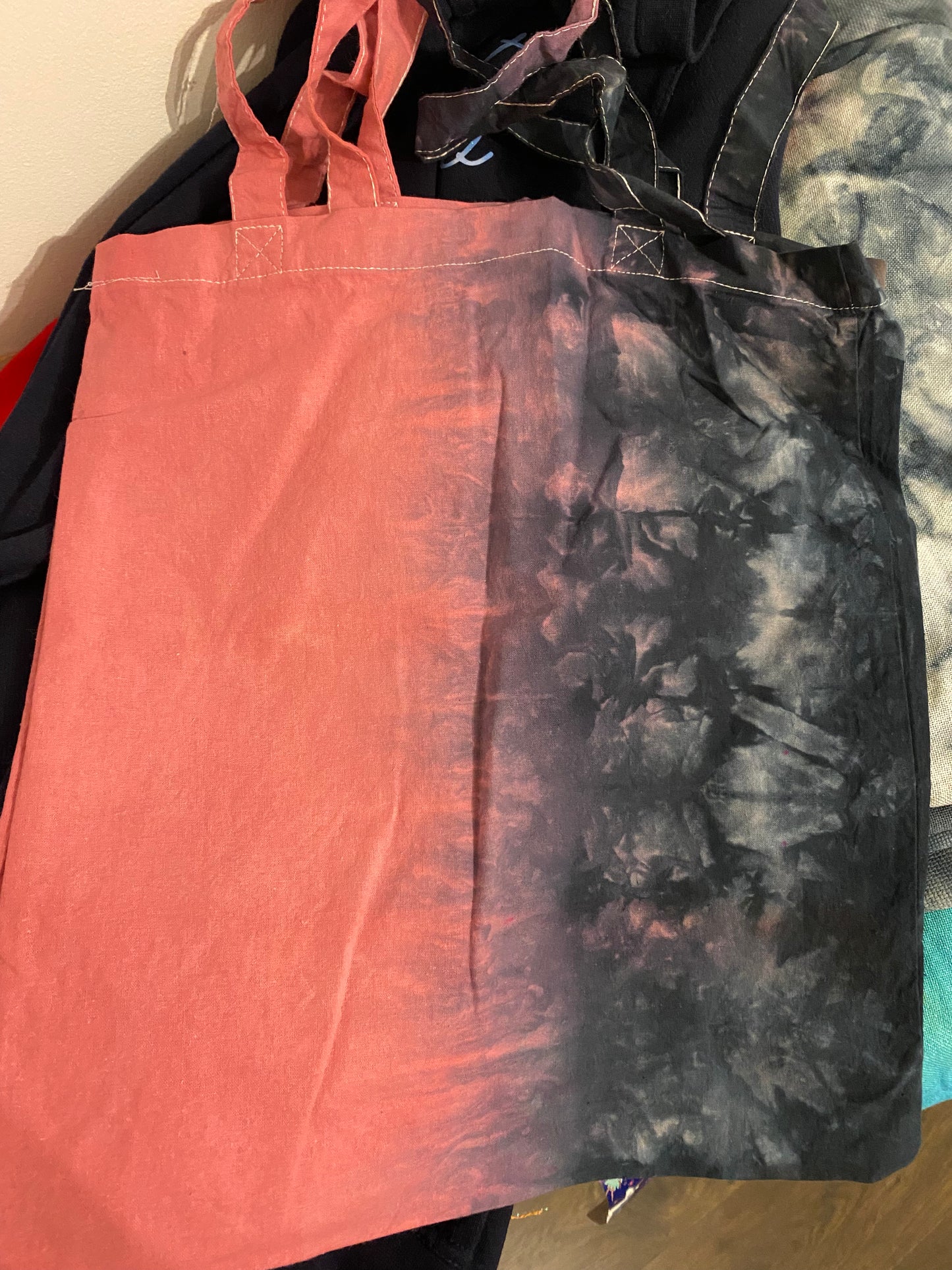 Pink and black split dye tote bag