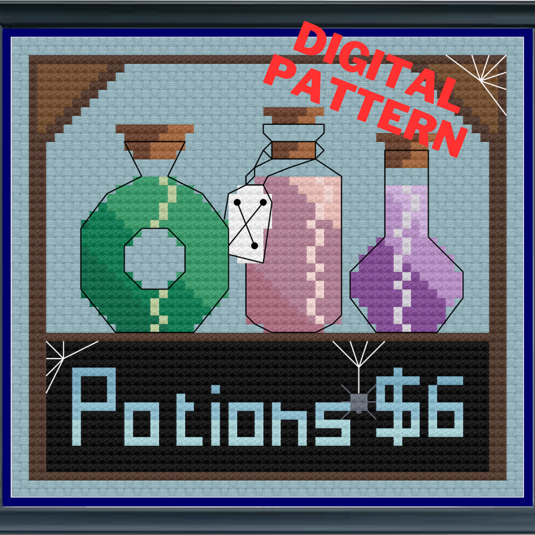 Brewing Potions cross stitch pattern PDF