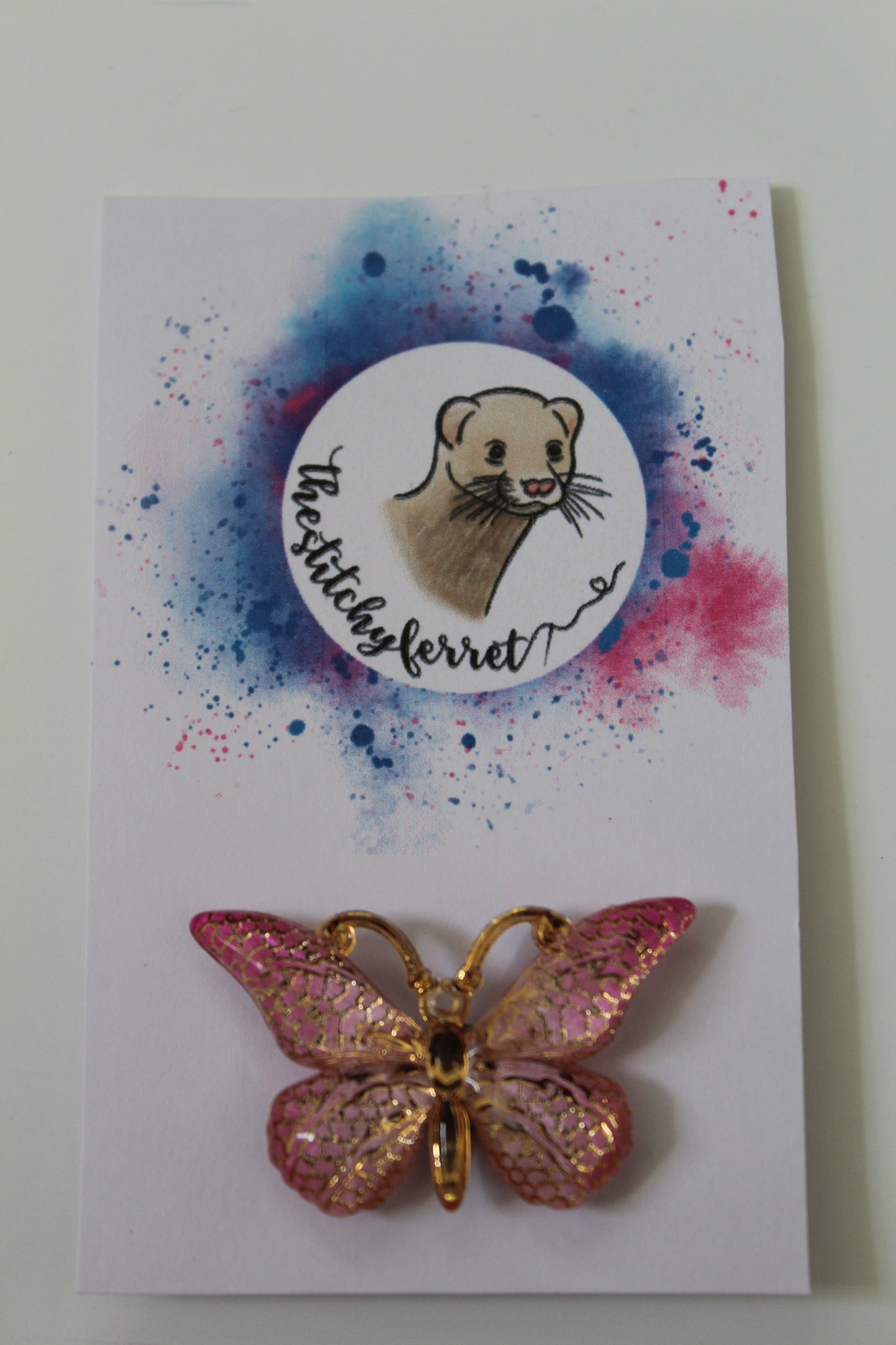 Pink Jewel Butterfly Needle Minder