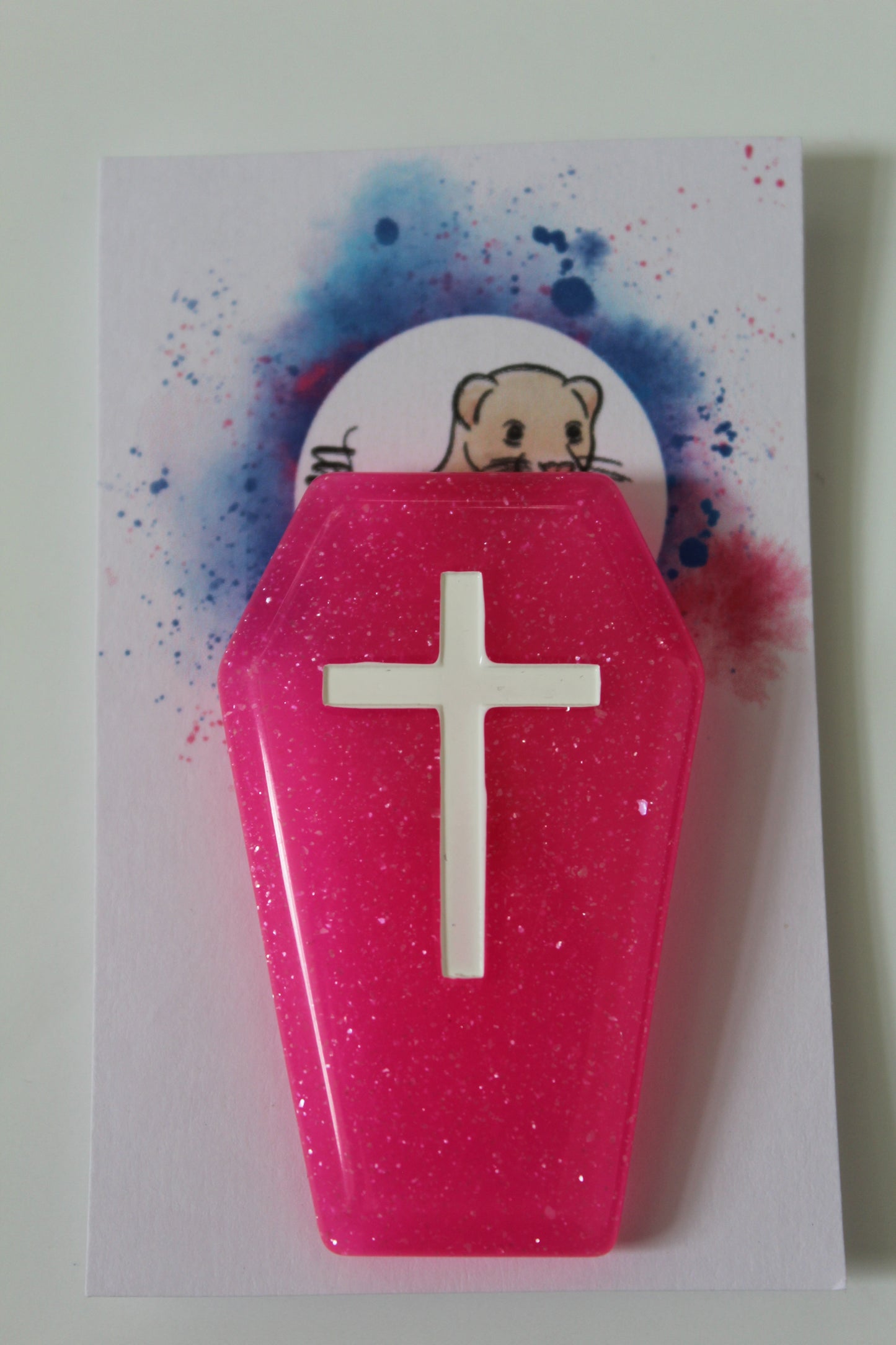 Pink Glitter Coffin Needle Minder