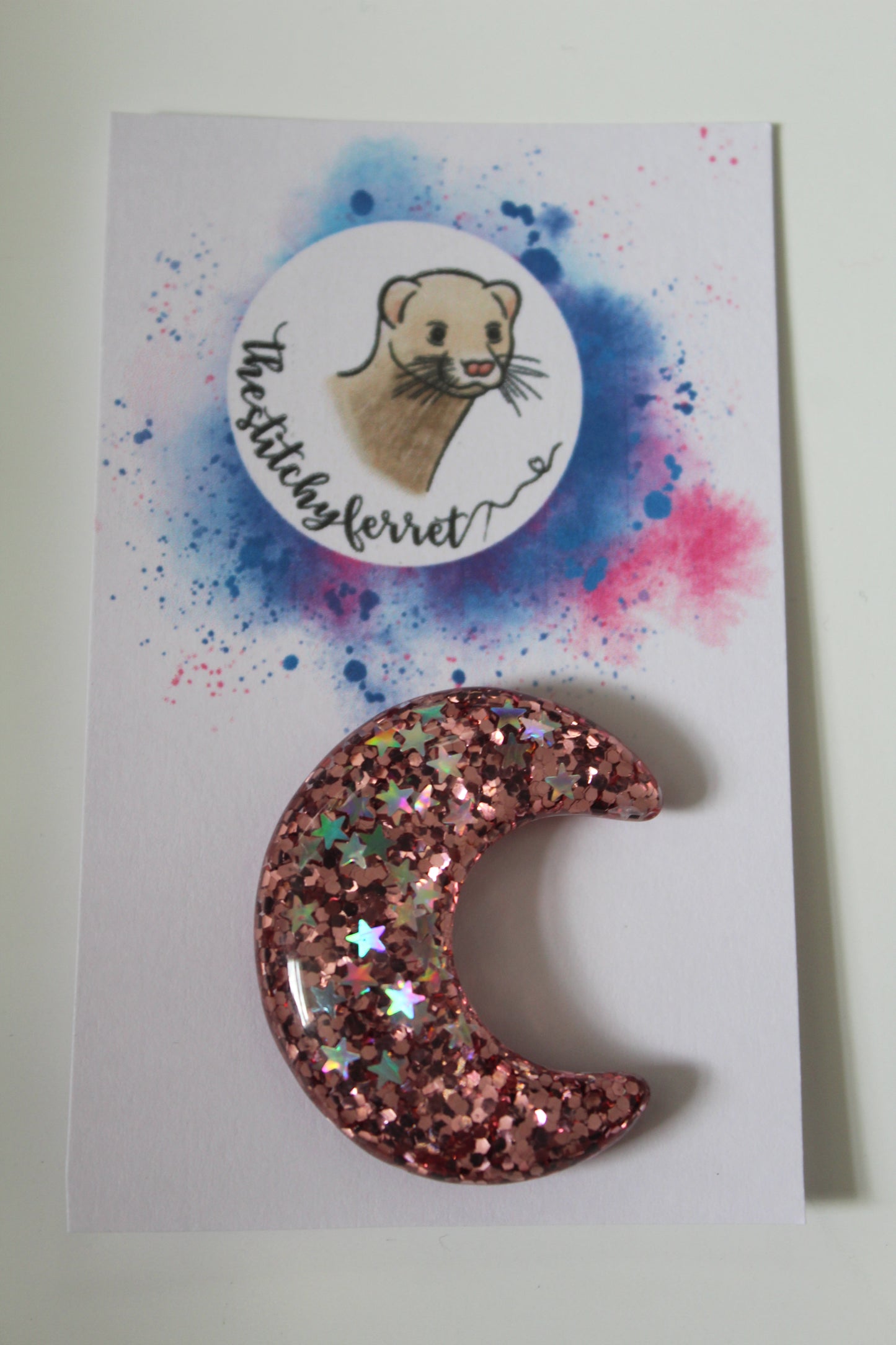 Pink Glitter Moon Needle Minder