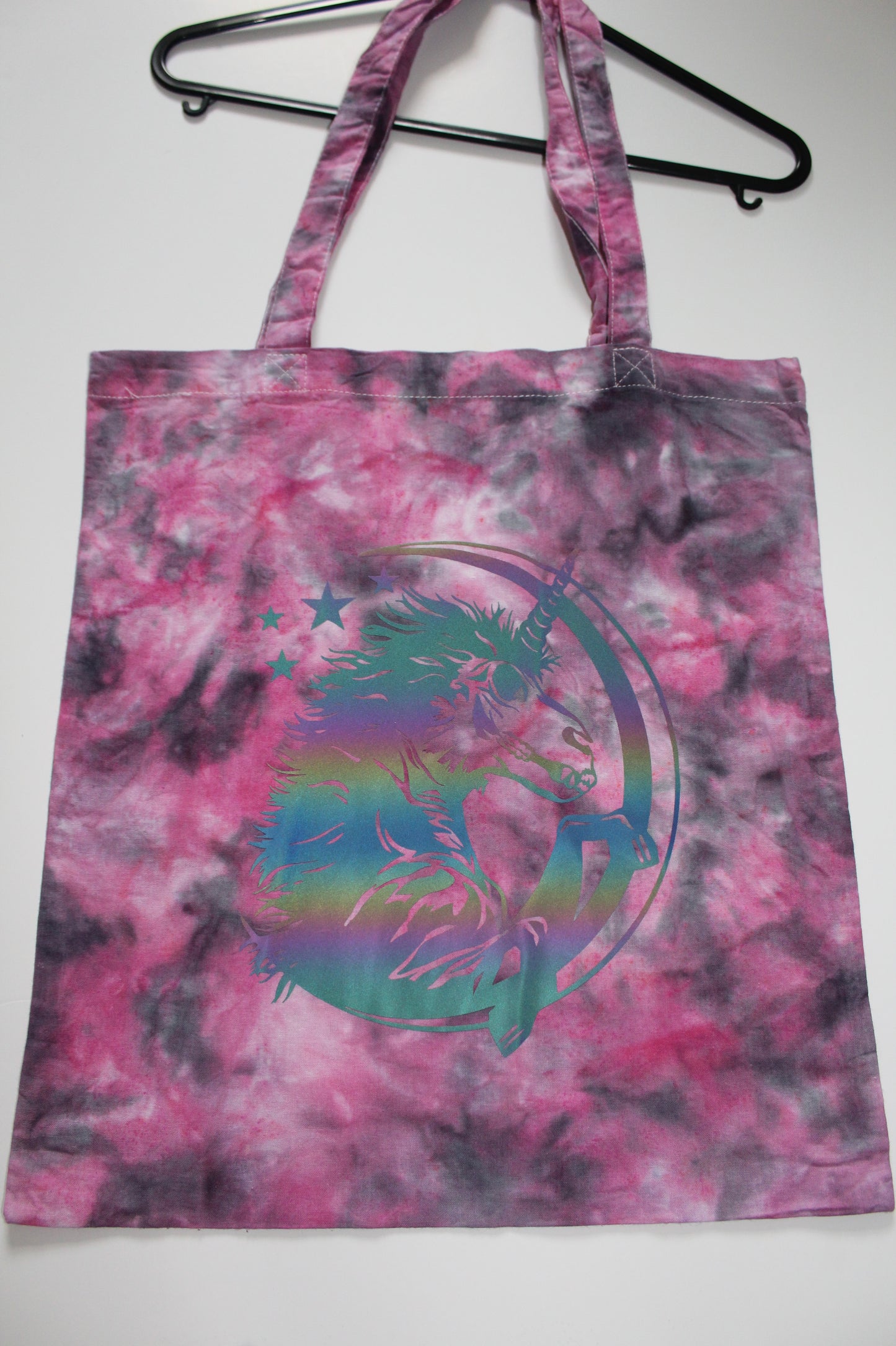 Rainbow reflective unicorn tote bag