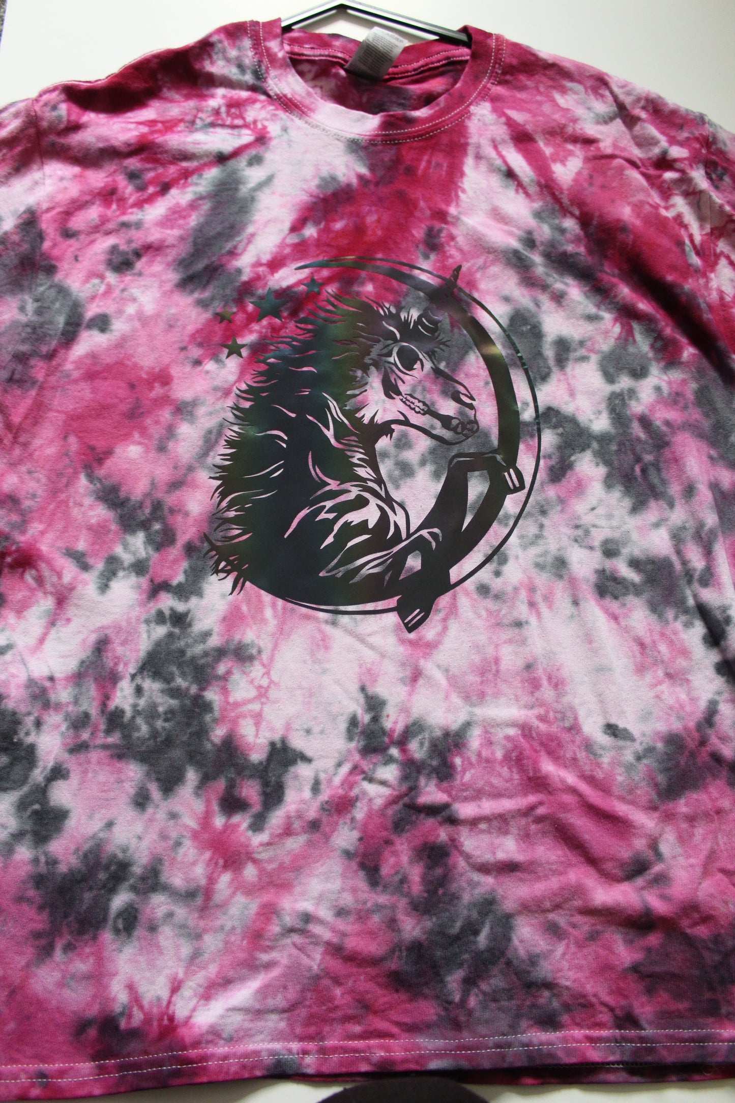Unicorn rainbow reflective pink and black T-shirt