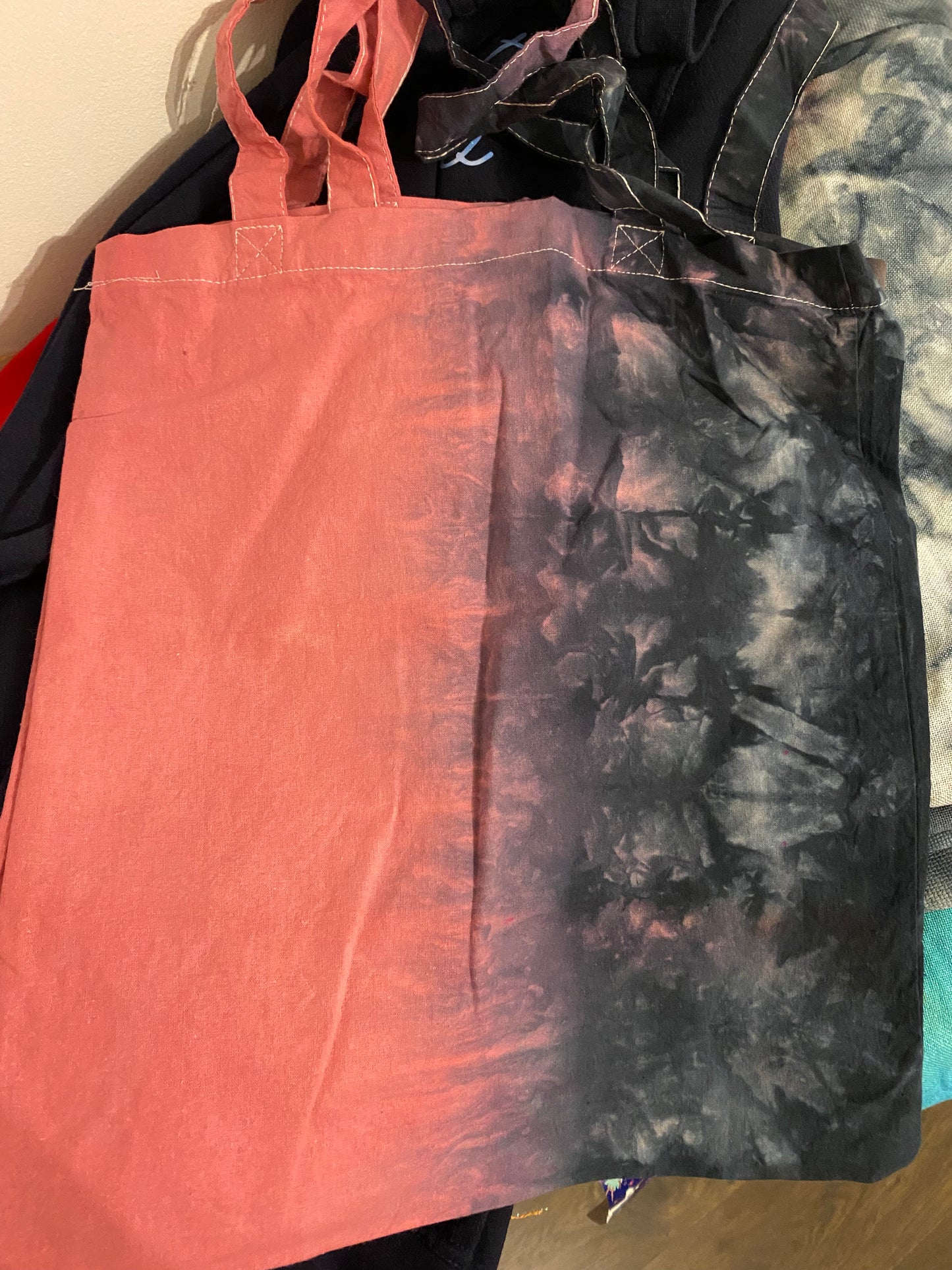 Pink and black split dye tote bag