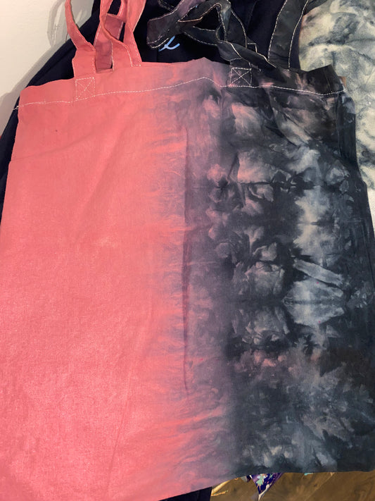 Pink and black split dye tote bag