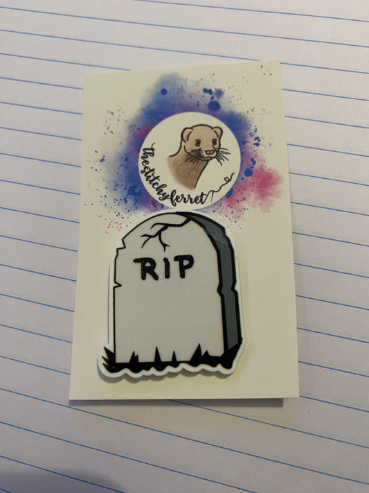 RIP tombstone needle minder