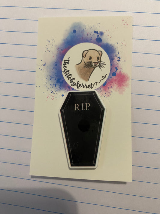 RIP black coffin needle minder