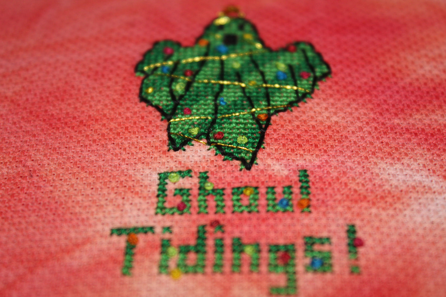 Ghoul Tidings! Christmas Edition ghost cross stitch pattern