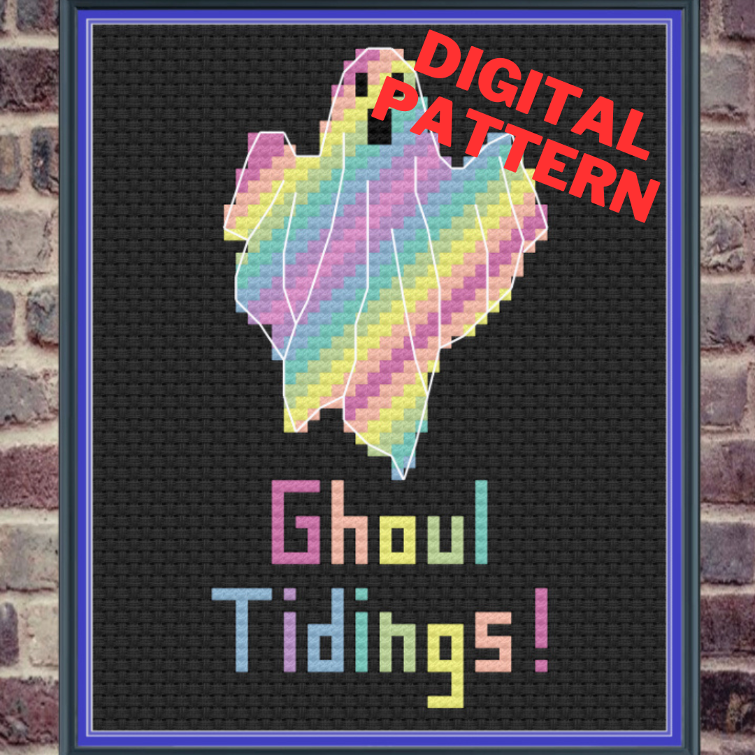 Ghoul Tidings! Pastel goth ghost cross stitch pattern