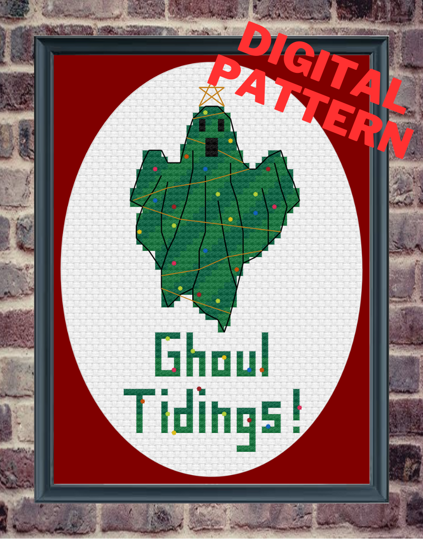 Ghoul Tidings! Christmas Edition ghost cross stitch pattern