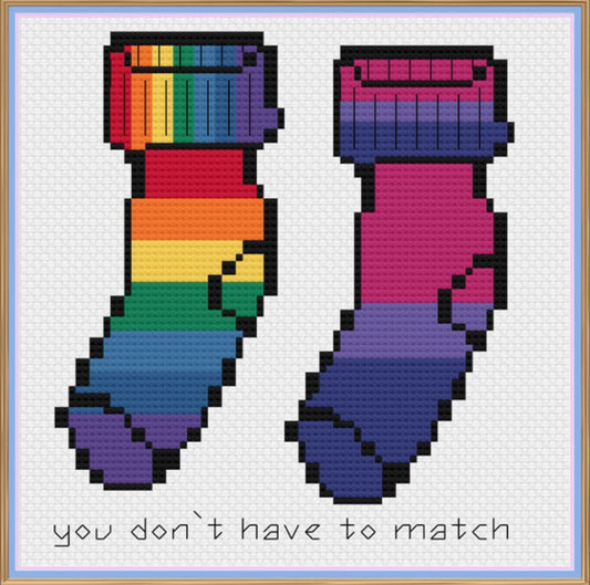 Rainbow Socks LGBTQ cross stitch pattern