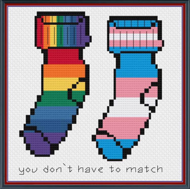 Rainbow Socks LGBTQ cross stitch pattern