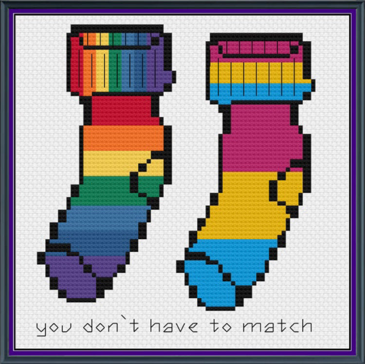 Rainbow Socks LGBTQ cross stitch pattern